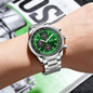 Men's Chronograph Watch, 43.5MM Large Dial Pilot Watch with Slide Rule Bezel, Stainless Steel Band Quartz Wristwatch, Date Display, Daily Water Resistant, Luxury Business Sport Watch for Men — image 4 of 36