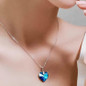Dainty Blue Sapphire Heart Necklaces for Women Trendy Cute Titanic Heart of The Ocean Crystal Pendant Necklaces, Jewelry Rose Box Necklace Gifts for Her Woman Wife Mom — image 4 of 7