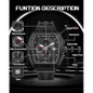 Mens Watches Quartz Watches For Men Waterproof 50M Analog Luxury Tonneau Watch Chronograph Calendar Date MenS Dress Business Work Watch Large Square Face Wristwatch — image 4 of 9