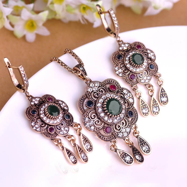 Turkish Vintage Jewelry Sets Necklace Earrings Sets — image 1 of 7