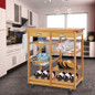 Wooden Kitchen Utility Island Cart W/ Shelves Drawers Trolley Stand Natural — image 4 of 8