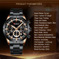 Herr Top Brand Luxury Blue Steel Quartz Chronograph Luxury Men Watch Blue Steel Men'S Watch Blue Dial — image 12 of 22