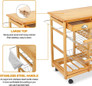 Wooden Kitchen Utility Island Cart W/ Shelves Drawers Trolley Stand Natural — image 8 of 8