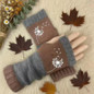 Autumn and winter heart-shaped contrasting color retro warm fashion finger gloves — image 13 of 20