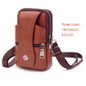 Men Leather Waist Bag, Multifunction Fanny Pack, Large Capacity Belt Bag,Brown Shoulder Bags Crossbody Bags,Multi-layer Buckle Mobile Phone Bag — image 5 of 20