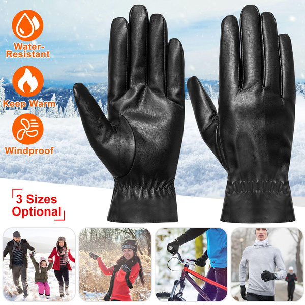 Unisex Leather Winter Warm Gloves Outdoor Windproof Soft Gloves Cycling Skiing Running Cold Winter Gloves M/L/XL — image 1 of 12