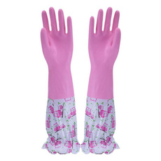 Winter Long Cuff Rubber Gloves with Floral Pattern – Thickened, Durable Kitchen Dishwashing, Laundry & Household Chores Gloves — image 3 of 21