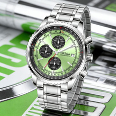 Men's Luxury Chronograph Watch, 43.5MM Big Dial Multiple Color Options, Stainless Steel Band Quartz Wristwatch, Date Window, Daily Water Resistant, Casual Sport Business Watch for Men — image 3 of 35
