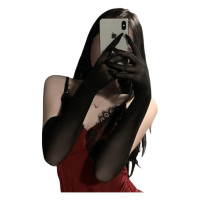 Seamless Sheer Stocking Gloves for Bridal Wedding Anti-Snag Long Transparent Hand Gloves — image 2 of 9