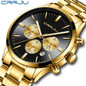 Men Watches Luxury Brand Chronograph Date Wristwatch Male Gold Black Steel Strap Analog Quartz Watch Men Fashion Watch — image 19 of 20