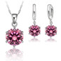 Woman  Sterling Silver 8MM Jewelry Sets Cubic Zircon Crystal Lever Back Earrings Pendant Wedding Necklace Nice Gifts — image 5 of 11