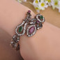 Blucome Latest Vintage Women Party Bangles Red Acrylic Resin Lily Flower Bracelets Full Crystals Turkish Bijuterias Hand Jewelry — image 5 of 14