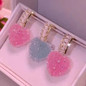 Arrival Trendy Lovely Pink Heart Dangle Earrings For Women Fashion Cute Sweet Crystal Jewelry Girl Gifts 4Color — image 10 of 11