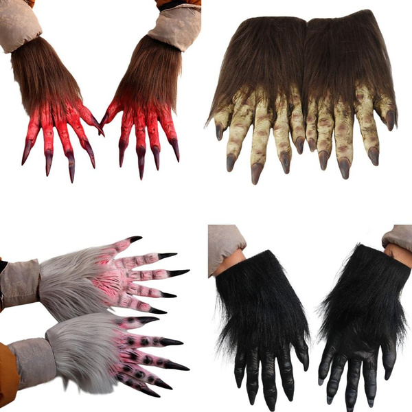 Halloween Cosplay Wolf Claw Shape Gloves Full Finger Mitten Carnivals Outdoor Gloves Rubber Gloves for Boys Girls WON — image 1 of 13
