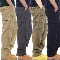 New Mens Cargo Combat Work Trousers Pockets Cotton Loose Machine Washable Pants — image 2 of 15