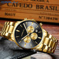 Men Watches Luxury Brand Chronograph Date Wristwatch Male Gold Black Steel Strap Analog Quartz Watch Men Fashion Watch — image 7 of 20