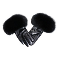 Genuine Sheepskin Gloves with Fox Fur Cuff | Winter Warm Touchscreen Riding Gloves — image 2 of 17