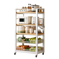 Multifunctional Kitchen Storage Rack with Microwave Stand and Vegetable Basket — image 3 of 12