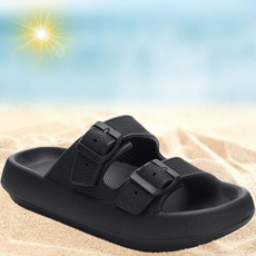 Double Buckle Adjustable 4cm Thickness Ultra Cushioning Sandals Slippers Soft Slide Sandals for Women Men Non-Slip Shower Shoes Bath Slippers Summer Beach Slides — image 3 of 36