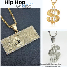 3mm Stainless Steel Chain Fashion Women Men's Hip Hop Iced Out US $100 Dollar Gold Color Pendant Necklace Jewelry — image 3 of 12