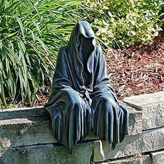 13cm/15cm New Reaping Solace The Reaper Sitting Statue Gothic Desktop Resin Black Sculptures For Home Decor Ornament — image 3 of 14