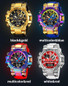 Top Brand Luxury Men Sport Chronograph Watch Dual Display Watches Army Military Watch Multifunction Electronic Watch 5 Bar Waterproof Rubber Watch — image 5 of 23