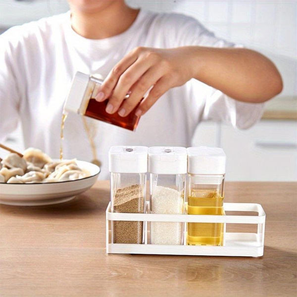 Kitchen Seasoning Spice Box Oil Pot Combination Storage Sealed Moisture-proof Spice Bottle Four Compartments Spice Jar — image 1 of 12