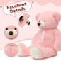 52 Inch Giant Teddy Bear Stuffed Animal, Pink Big Teddy Bear Plush Toys For Girlfriend, Kids, Life Size Large Bear Plushies Gift For ValentineS Day, Valentine, Birthday — image 5 of 8