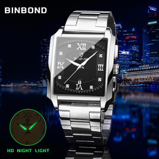 Men's Watches Luxury Stainless Steel Watch Fashion Casual Watches Waterproof Square Male Wristwatches Business Branded Watch Chronograph Watches Horloges Mannen Montre Homme Luxe Quarz Uhr — image 3 of 20