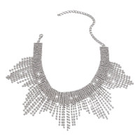 Crystal Necklace Tassel Choker Neck Chain Rhinestones Necklaces Fashion Jewelry Accessories Gifts for Women and Girls — image 2 of 12