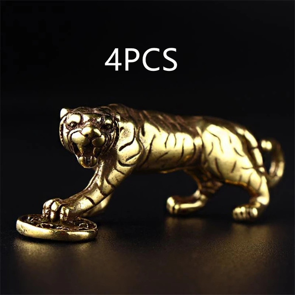 4PCS Tiger Casting Animal Figurine Abstract Geometric Style Metal Retro Sculpture Home Office Room Desktop Decoration Gift Diy — image 1 of 9