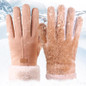 1 Pair Winter Warm Soft Comfortable Suede Wool Gloves Touch Screen Full Finger Gloves Outdoor Sports Gloves Furry Gloves Winter Cold Gloves — image 7 of 13
