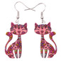 Bonsny Cute Lovely Cat  Earrings Acrylic Printing Patterns 2017 New Design Drop Earrings For Girls Woman Jewelry — image 18 of 20