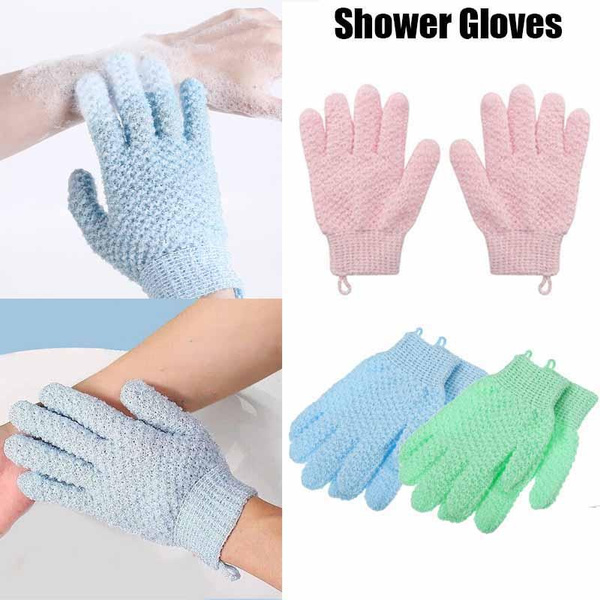 1 Pair Nylon Exfoliating Bath Gloves Double Sided Exfoliating Gloves for Beauty Spa Massage Skin Shower Scrubber Bathing Accessories — image 1 of 11