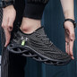 Men's fashion breathable lace-up knitted sneakers, various colors, casual outdoor running and walking shoes, lightweight men's shoes — image 9 of 16