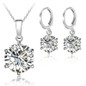 Woman  Sterling Silver 8MM Jewelry Sets Cubic Zircon Crystal Lever Back Earrings Pendant Wedding Necklace Nice Gifts — image 10 of 11