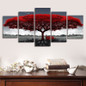 Five Panels Sunset Tree Modern Abstract Red Green Mysterious Wall Art Canvas Posters Prints unframed Wall Pictures Paintings Artwork Posters for Home Living Room Bedroom Decorations — image 5 of 11