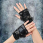 Fingerless Punk Style Gloves Durable PU For Motorcycle Outdoor Activity — image 9 of 11