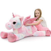 43 Inch Rainbow Pink Unicorn Stuffed Animal With Wing, Giant Stuffed Unicorn Plush Toys For Girls Kids Boys Women,Soft Plushie Gifts For Valentines Day,Valentine, Birthday Party — image 2 of 7