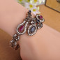 Blucome Latest Vintage Women Party Bangles Red Acrylic Resin Lily Flower Bracelets Full Crystals Turkish Bijuterias Hand Jewelry — image 6 of 14