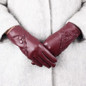 New Winter Ladies Leather Gloves Leather Lace Touch Gloves Warm  Cycling Gloves(3 Colors) — image 8 of 21