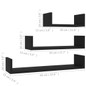 Modern 3-Tier Black Floating Shelf Set - Engineered Wood Wall Display for Home Decor — image 4 of 8