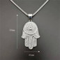 Hip Hop Full AAA CZ Turkish Evil Eye Hamsa Hand of Fatima Pendant Necklace Gold Plated 316L Stainless Steel Iced Out Chains For Women Men Jewelry — image 6 of 14