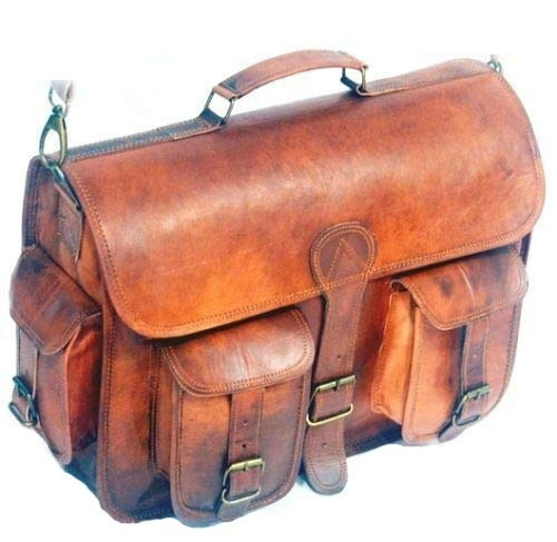 Leather Messenger Handmade Bag Laptop Bag Satchel Bag Padded Messenger Bag School Bag Office bag — image 1 of 4