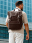 Genuine Leather Backpack for Men Casual Carryon Vintage 16 Inch Laptop Bag Camping Travel Hiking Backpack Leather Rucksack — image 4 of 6