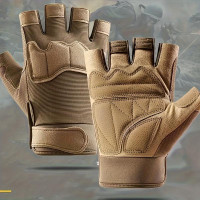 1pair Half Finger Anti-Slip Gloves Premium Cool Dessert Gloves, For Cycling Hiking Training Outdoor Sports — image 2 of 11