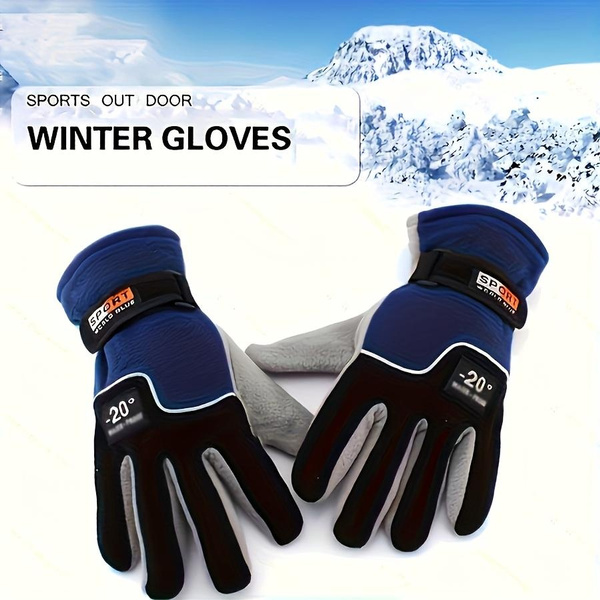 1Pair Unisex Windproof Gloves, Warm Running Gloves with Adjustable Straps, Winter Sports Gloves, Adjustable Strap Gloves — image 1 of 17