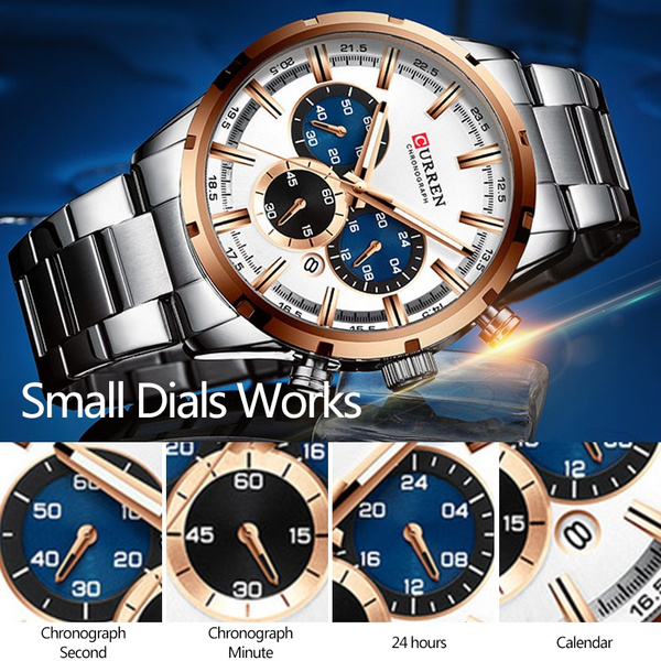 Watches Mens Watches Top Brand Luxury Blue Steel Quartz Chronograph Luxury Men Watch Blue Steel Men's Watch Blue Dial — image 1 of 22