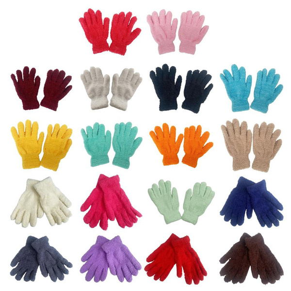 Coral Velvet Gloves Winter Full Finger Mittens Stretchy Touchscreen Solid Color Gloves for Teens Christmas Presents XUF — image 1 of 24