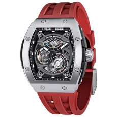 Watchs For Men Automatic  Luxury Tonneau Watch  Energy Storage Indicator  Sapphire Glass  50M Waterproof  Fluororubber Strap  Gifts For Men — image 3 of 8